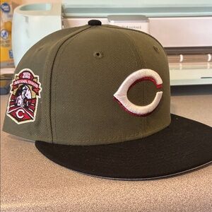 Olive and Black Baseball Cap with Embroidered C Cincinnati, new era size 7 1/8